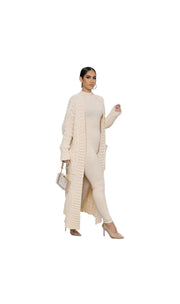 Lazy Pocket Long Twist Sweater Coat