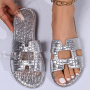 Crocodile Pattern Open-Toe Sandals