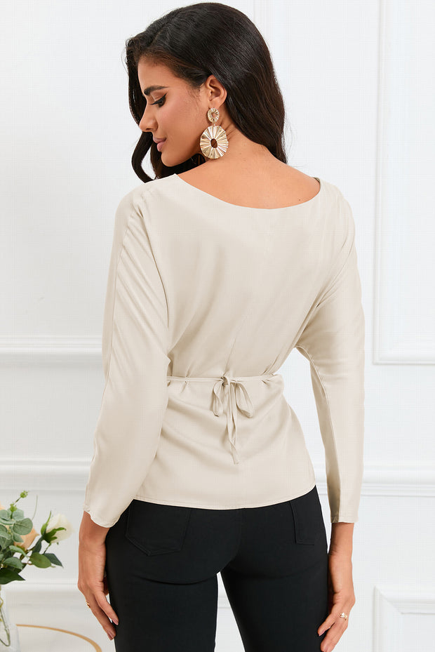 Boat Neck Satin Blouse