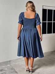 Denim Sweetheart Neck Dress