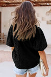 Hollow-out Short Puff Sleeve Blouse