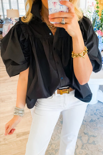 Black Puff Sleeve Shirt