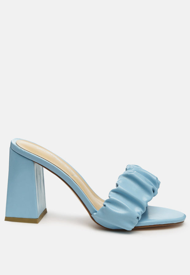 Noie Ruched Strap Block Heel Sandals