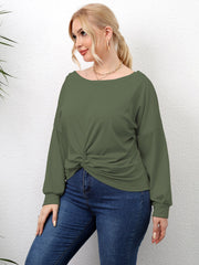 Plus Size Twisted Drop Shoulder T-Shirt