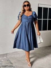 Denim Sweetheart Neck Dress