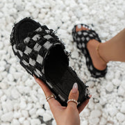 Plaid Platform Sandals