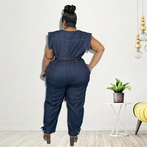 Sleeveless Denim Jumpsuit