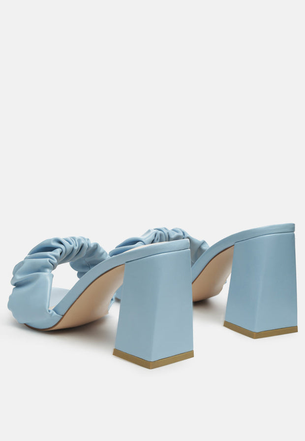 Noie Ruched Strap Block Heel Sandals