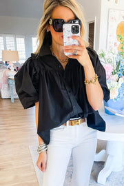 Black Puff Sleeve Shirt