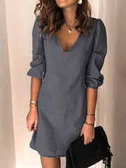 Full Size V-Neck Half Sleeve Dress