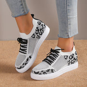 Lace-Up Leopard Flat Sneakers