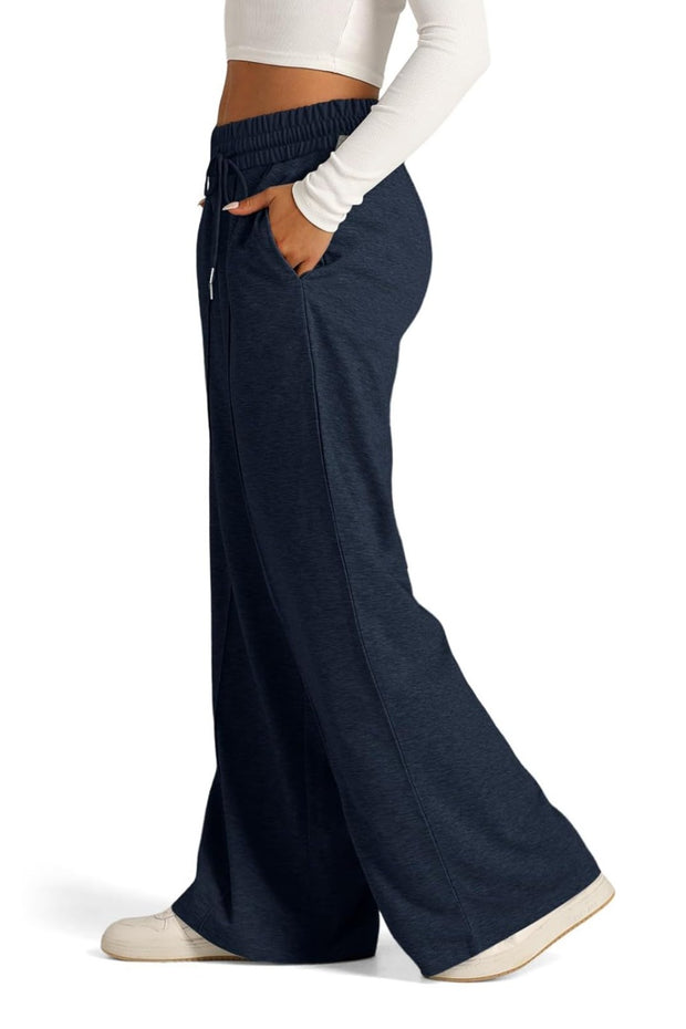 Drawstring Elastic Waist Wide Leg Pants