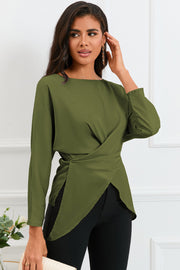 Boat Neck Satin Blouse