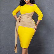 Color Block Tie Waist Dress