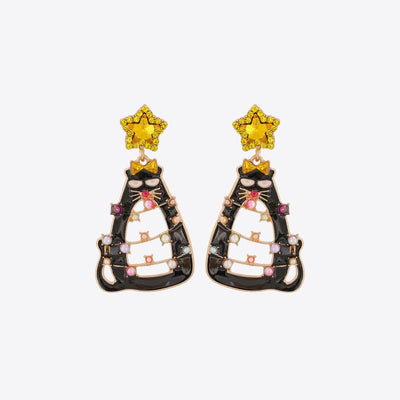 Rhinestone Alloy Cat Earrings