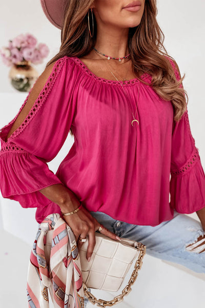 Rose Lace Ruffle Blouse