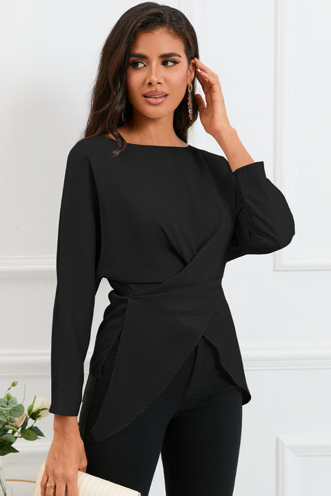 Boat Neck Satin Blouse