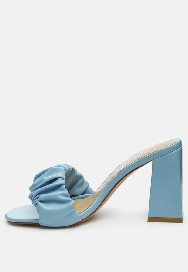 Noie Ruched Strap Block Heel Sandals