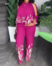 Beaded Raglan Trousers Suit