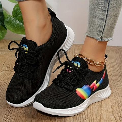 Comfortable mesh lace-up sneakers with a stylish design Women's white mesh lace-up athletic sneakers