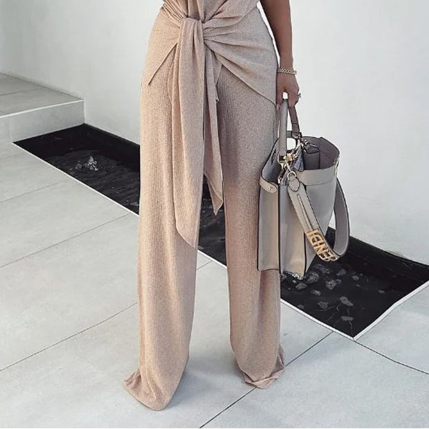 Knit Pleated Pants Suit