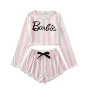 Anime Barbie Long Sleeve Shorts 2 Piece Casual Pajamas Set Gift