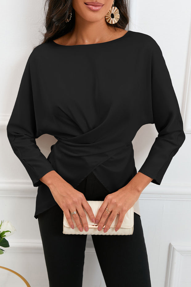 Boat Neck Satin Blouse