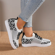 Lace-Up Leopard Flat Sneakers