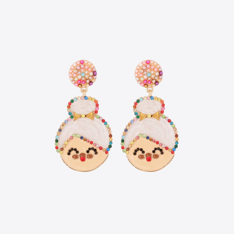 Rhinestone Alloy Mrs. Claus Earrings