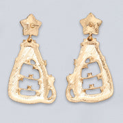 Rhinestone Alloy Cat Earrings