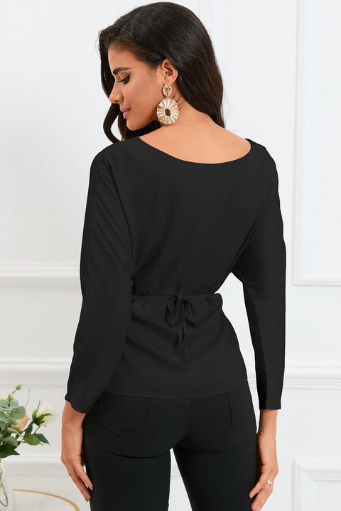 Boat Neck Satin Blouse