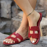 Crocodile Pattern Open-Toe Sandals