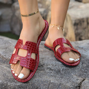 Crocodile Pattern Open-Toe Sandals