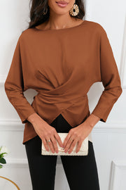 Boat Neck Satin Blouse