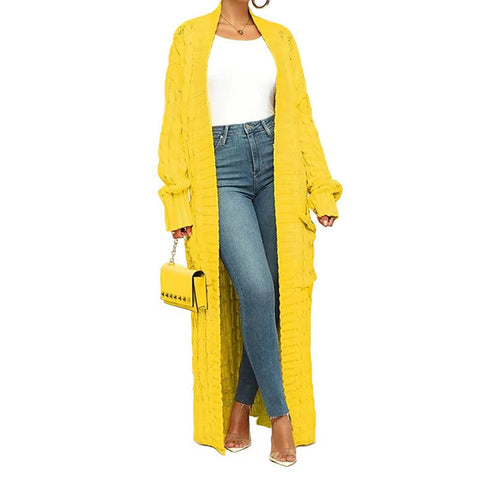 Lazy Pocket Long Twist Sweater Coat