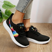 Comfortable mesh lace-up sneakers with a stylish design Women's white mesh lace-up athletic sneakers