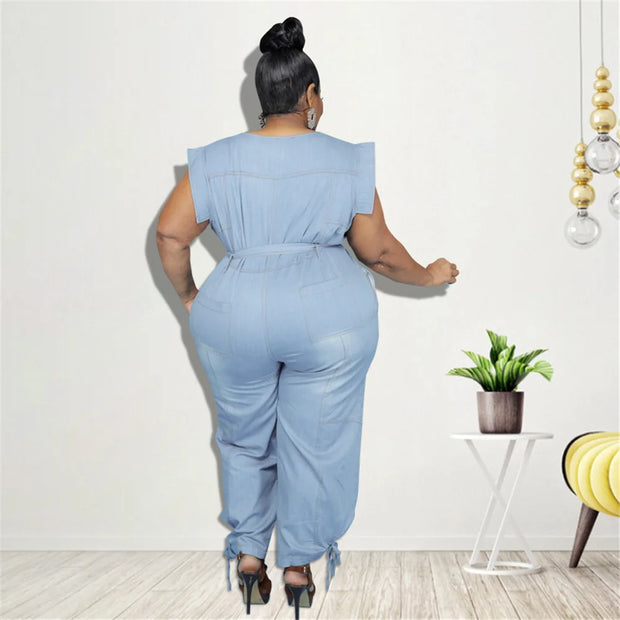 Sleeveless Denim Jumpsuit