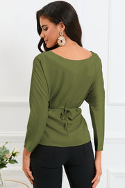 Boat Neck Satin Blouse