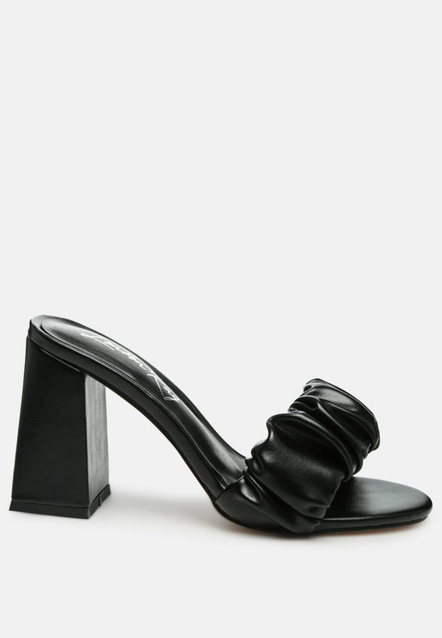 Noie Ruched Strap Block Heel Sandals