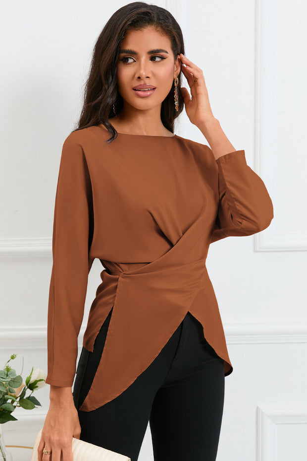 Boat Neck Satin Blouse